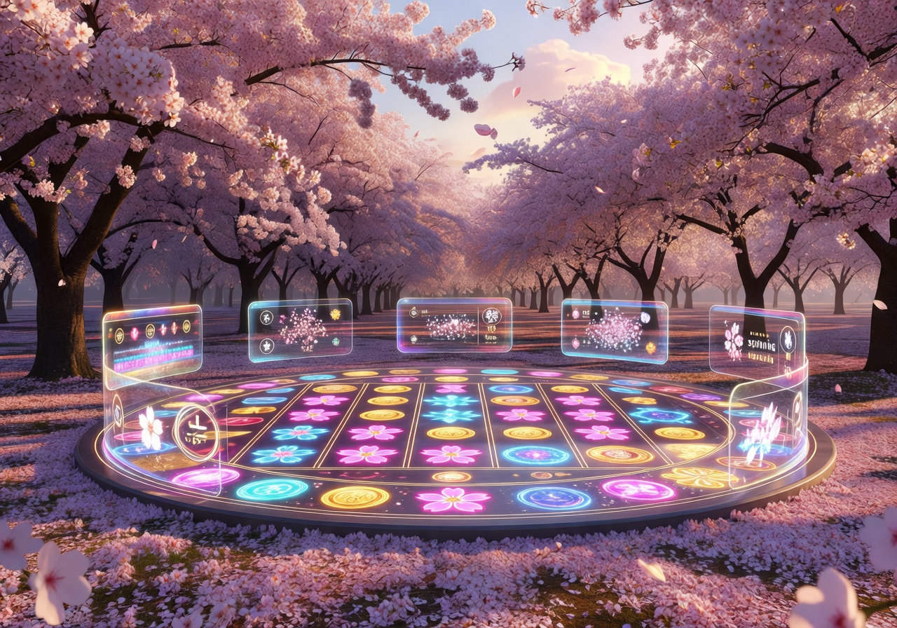 Beautiful cherry blossom grove highlighting premium game design elements within the flower slot arena